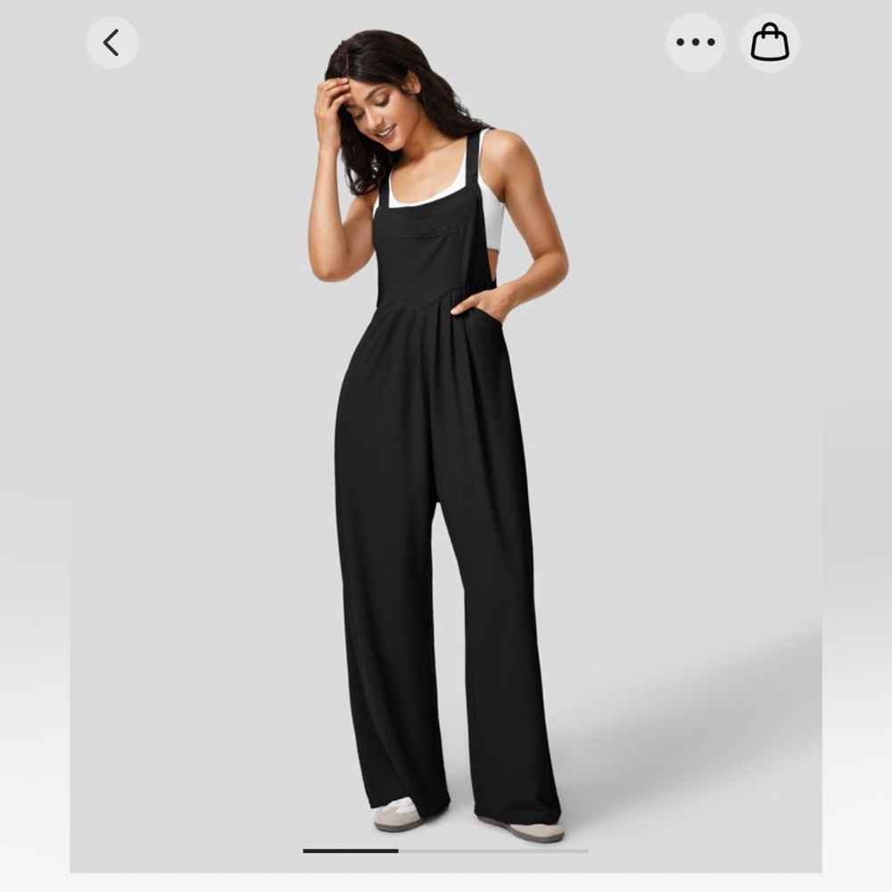 Halara Adjustable Strap Button Multiple Pockets Plicated Waffle Casual Overalls